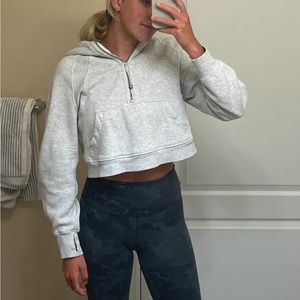 Heathered Grey Cropped Scuba Half Zip